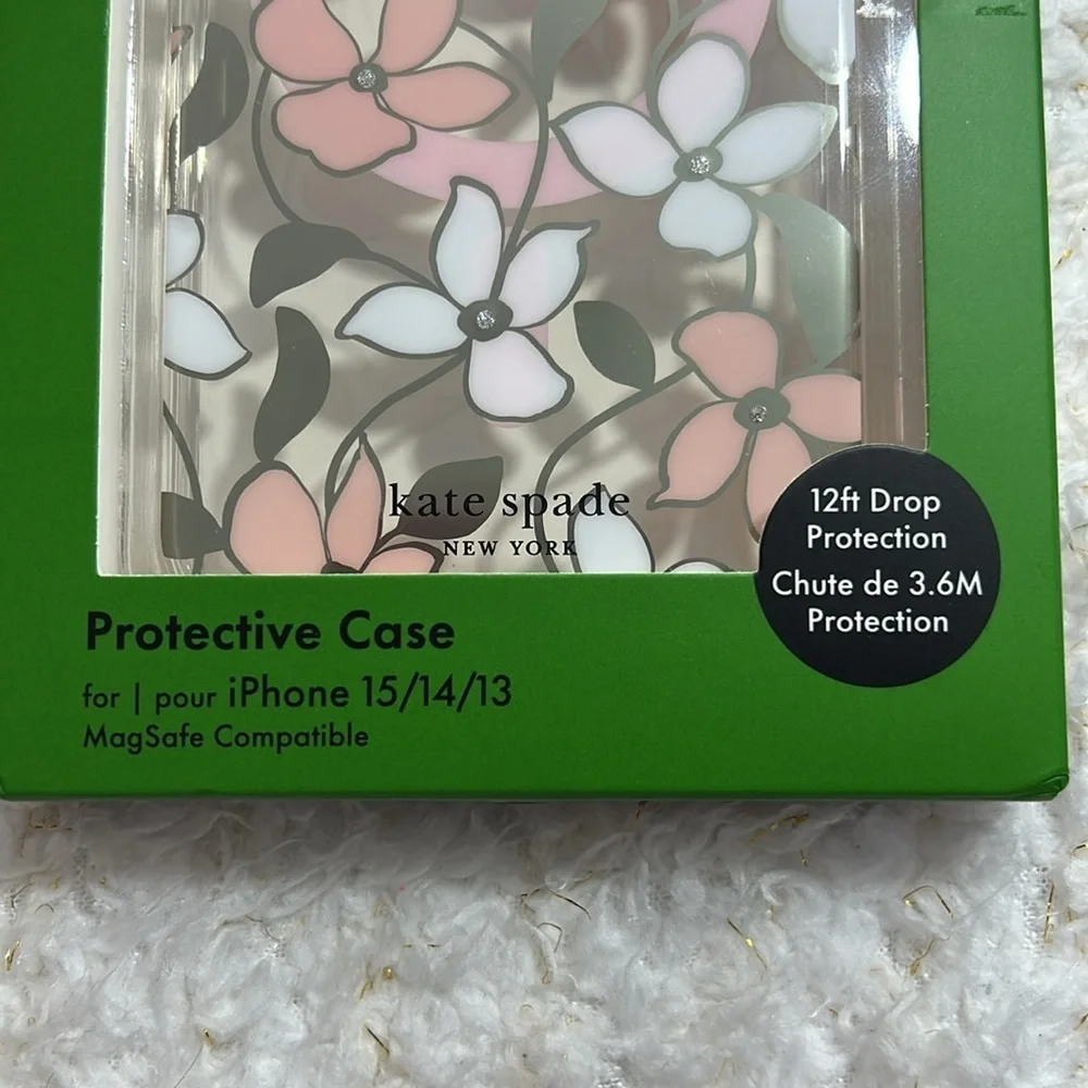 Kate Spade Pink and White Floral iPhone 14 Pro‎ Max Protective Case